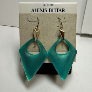 Alexis Bittar Pointed Pyramid Lucite Drop Dangle Earrings In Aqua New Rare